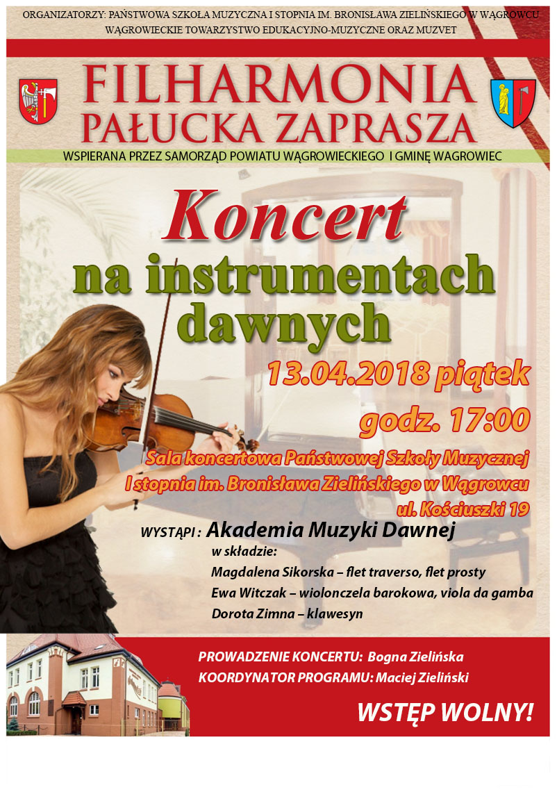 Filharmonia Pałucka zaprasza na koncert na instrumentach dawnych - plakat