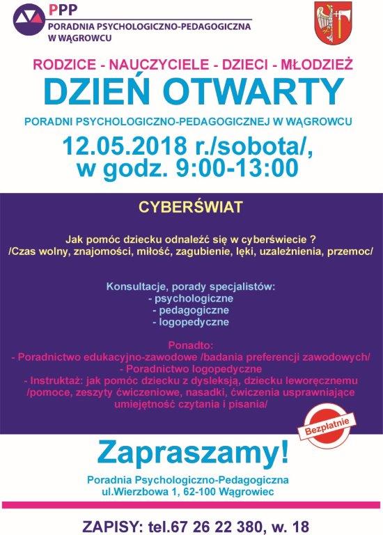 Dzień otwarty w Poradni Psychologiczno - Pedagogicznej - 12 maja 2018 r.