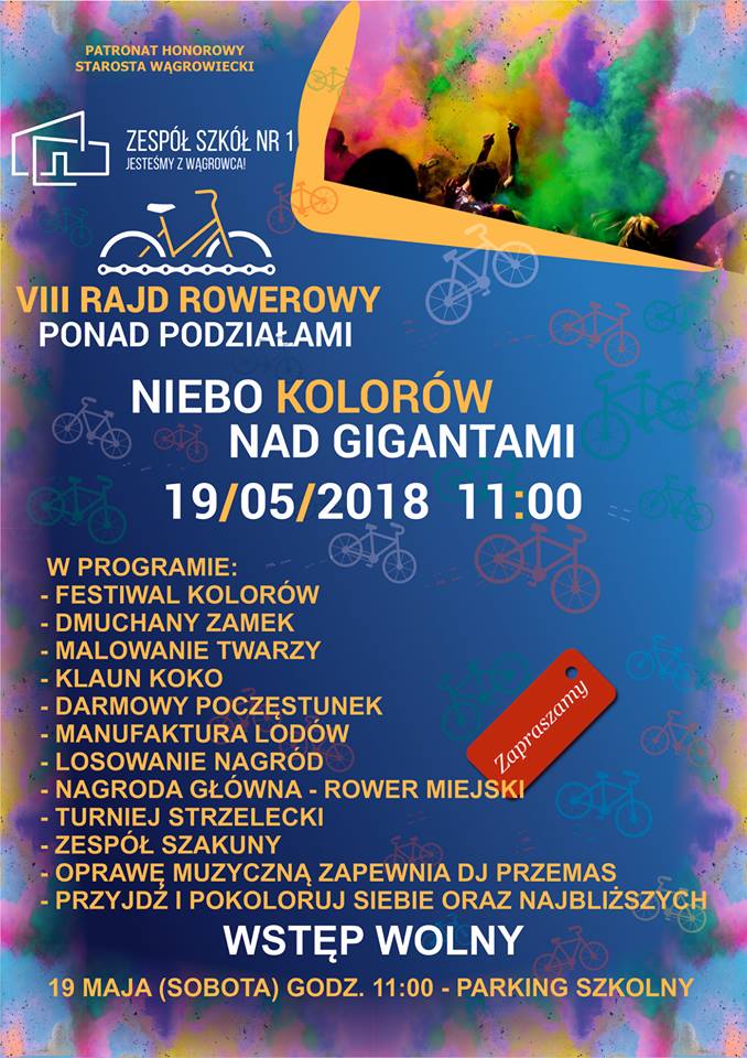 Rajd Rowerowy „Ponad Podziałami - Niebo kolorów nad Gigantami" - plakat