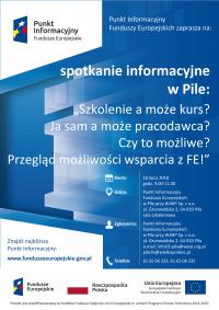 Bezpłatne spotkanie informacyjne dla osób zainteresowanych możliwościami wsparcia rozwoju działalności gospodarczej - plakat