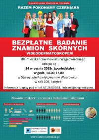 Razem pokonamy czerniaka - zapraszamy na bezpłatne badanie znamion skórnych - plakat