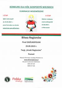 BITWA REGIONÓW - KONKURS DLA KÓŁ GOSPODYŃ WIEJSKICH ELIMINACJE WOJEWÓDZKIE - plakat