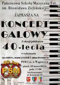 Koncert Galowy z okazji 40-lecia PSM - plakat