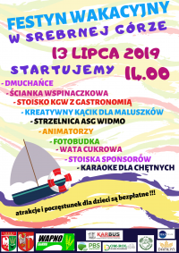 Zapraszamy na festyn wakacyjny do Srebrnej Góry - plakat