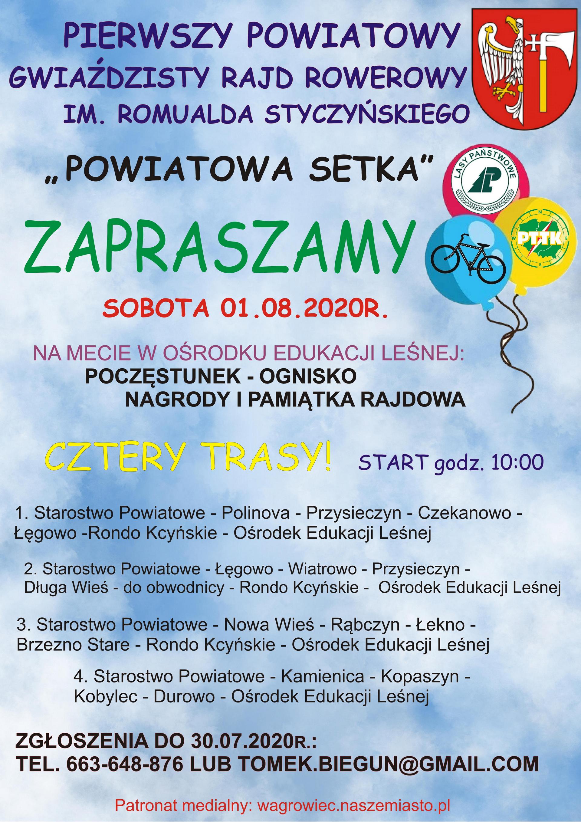 Plakat - rajd rowerowy „Powiatowa Setka”