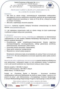 Program rehabilitacji neurologicznej osób po udarach mózgu - ulotka Wyrzysk
