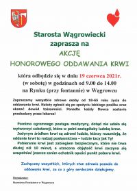 AKCJA HONOROWEGO ODDAWANIA KRWI - plakat