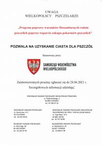 Komunikat dla pszczelarzy - plakat