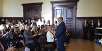Dzień Edukacji Narodowej w Zespole Szkół nr 2 w Wągrowcu, na zdjęciu na pierwszym planie Starosta Wągrowiecki Tomasz Kranc