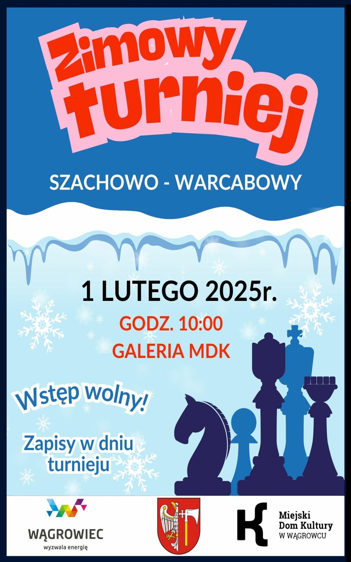 Zimowy Turniej Szachowo-Warcabowy - plakat