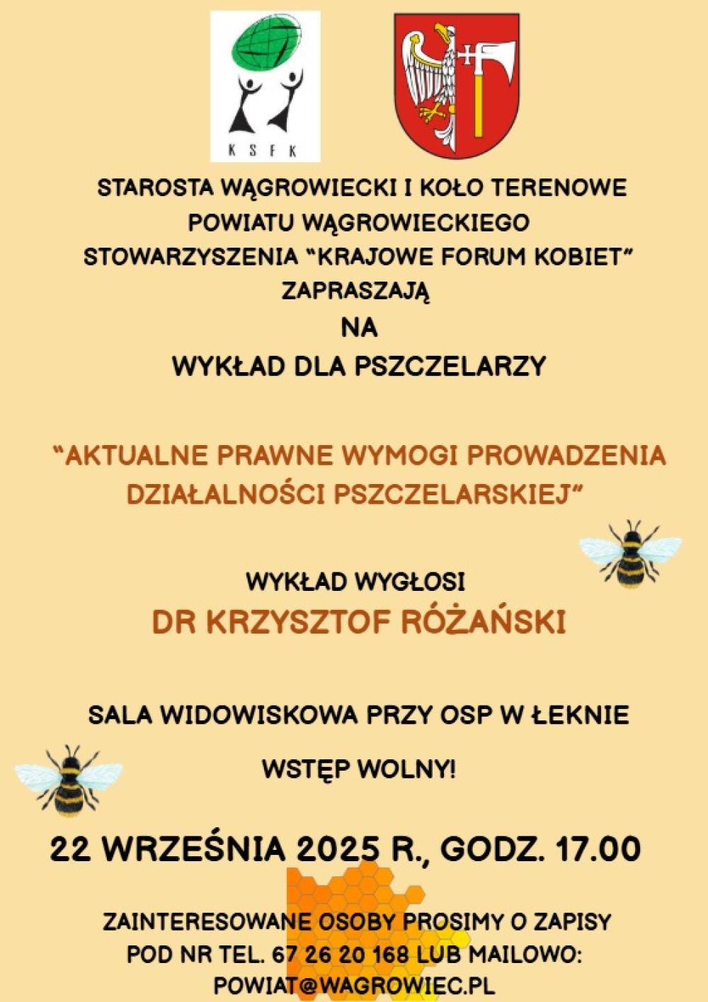 Szkolenie dla pszczelarzy - plakat