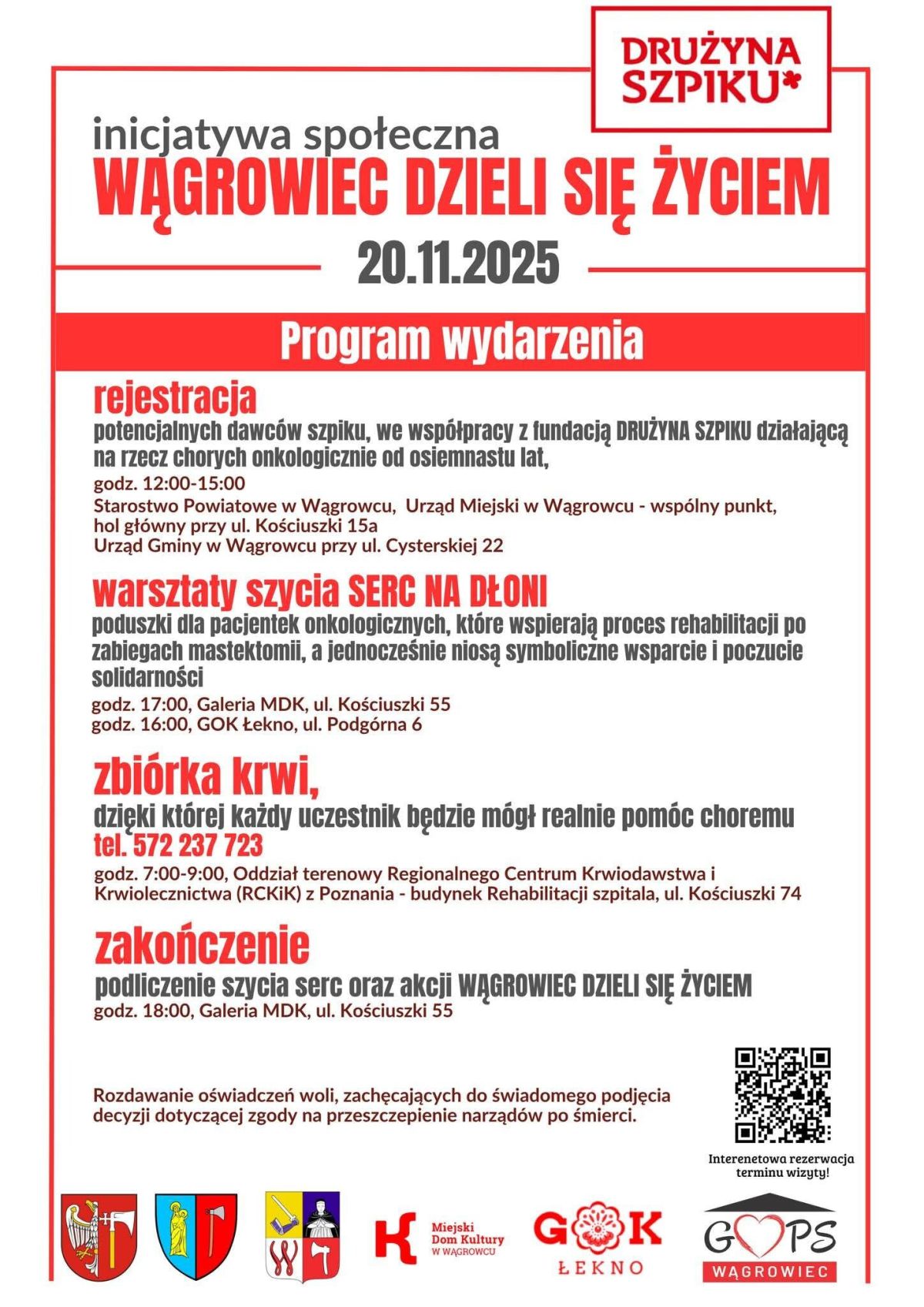 WĄGROWIEC DZIELI SIĘ ŻYCIEM – społeczna inicjatywa już 20 listopada - plakat