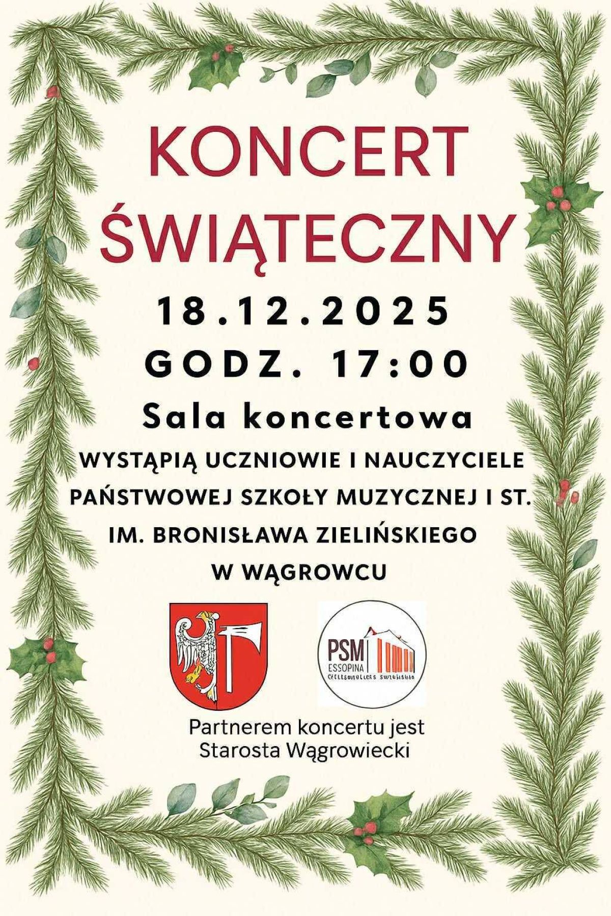 Koncert Świąteczny do PSM - plakat