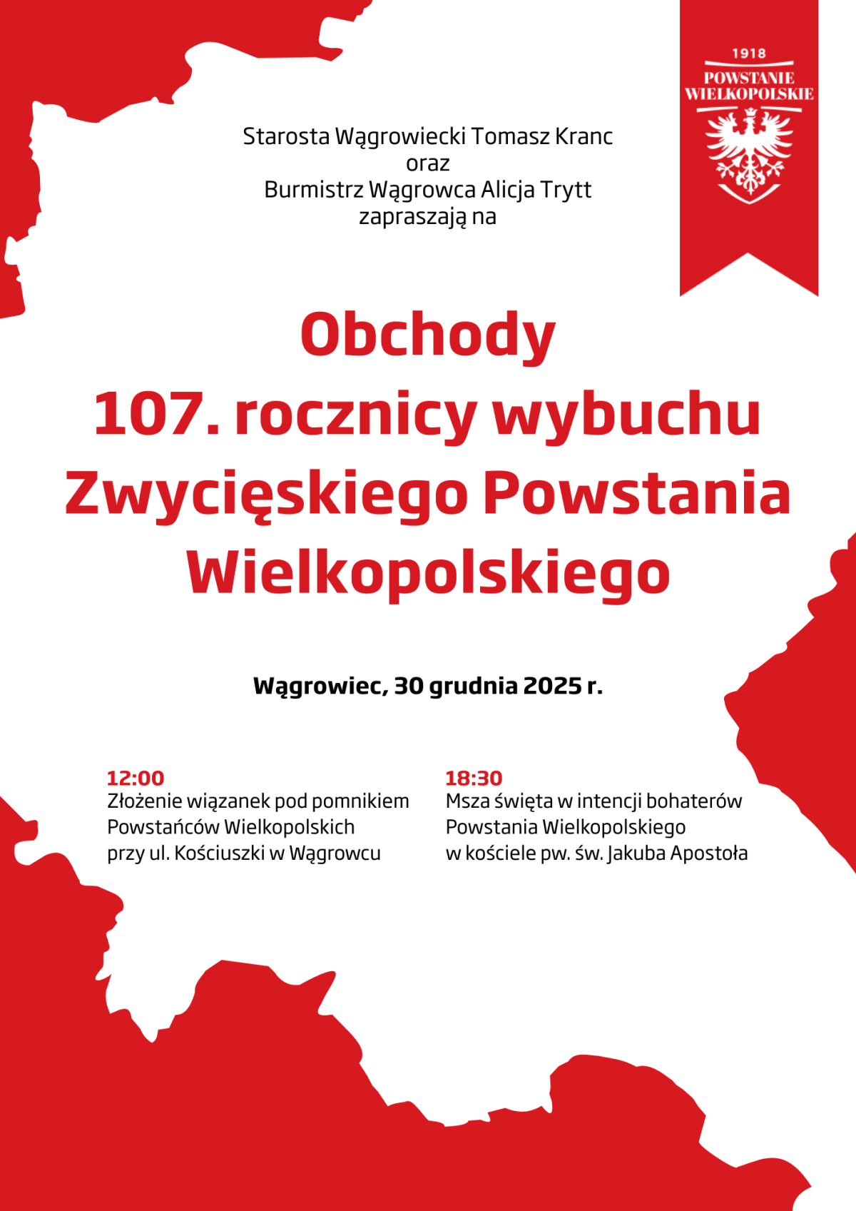 Obchody 107. rocznicy wybuchu Zwycięskiego Powstania Wielkopolskiego - plakat