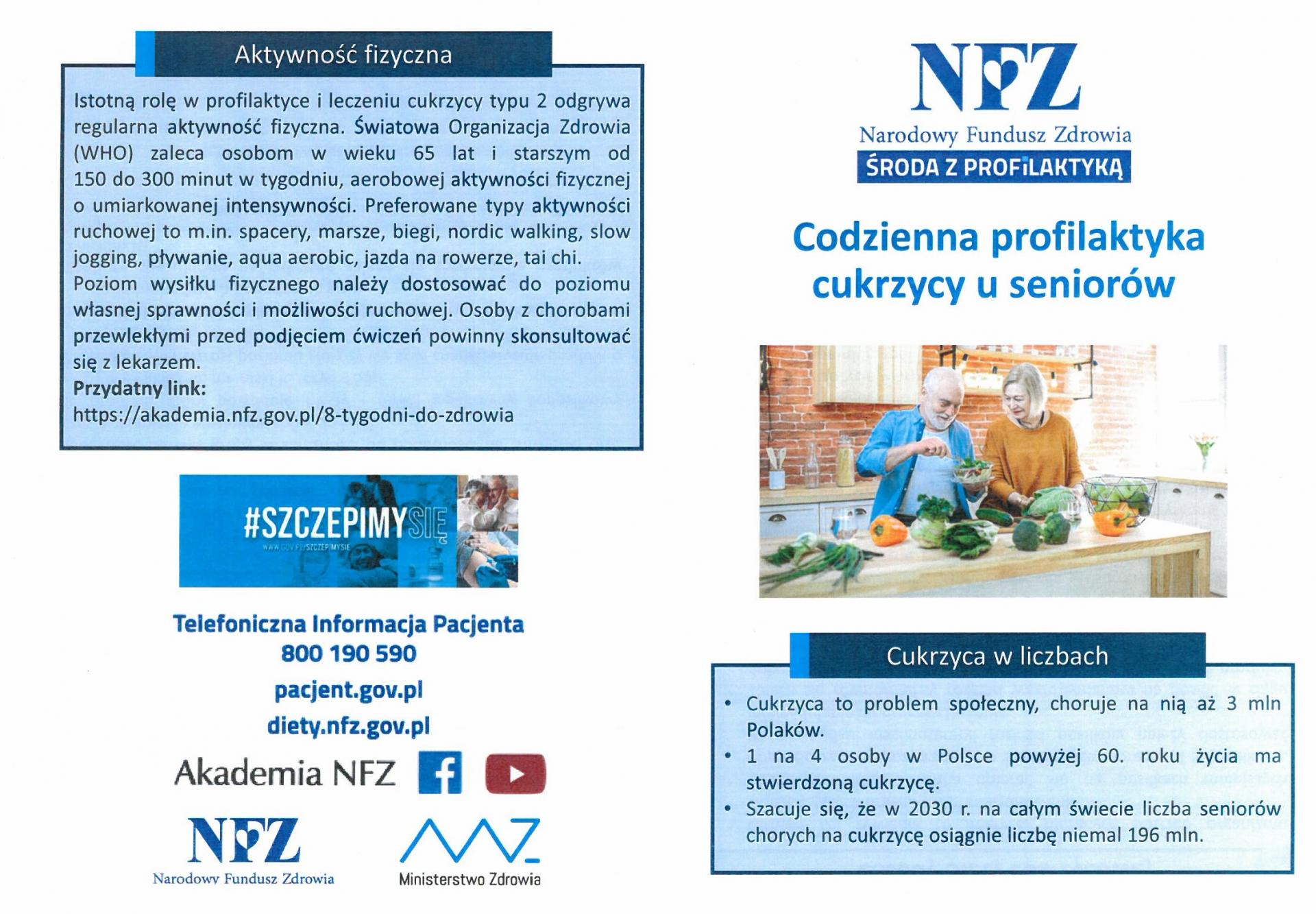 „Środa z profilaktyką” - CODZIENNA PROFILAKTYKA CUKRZYCY U SENIORÓW