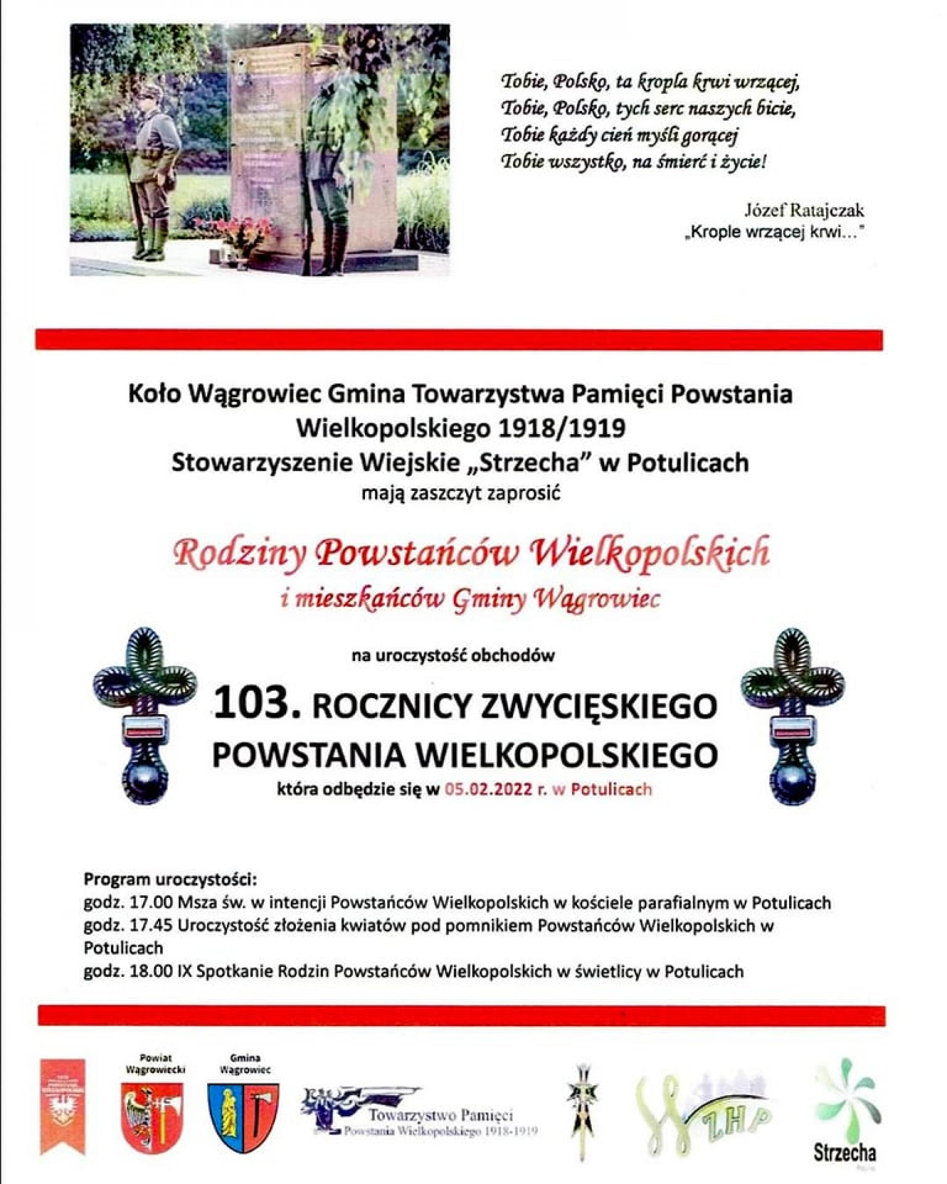 Obchody 103. rocznicy zwycięskiego Powstania Wielkopolskiego w Potulicach