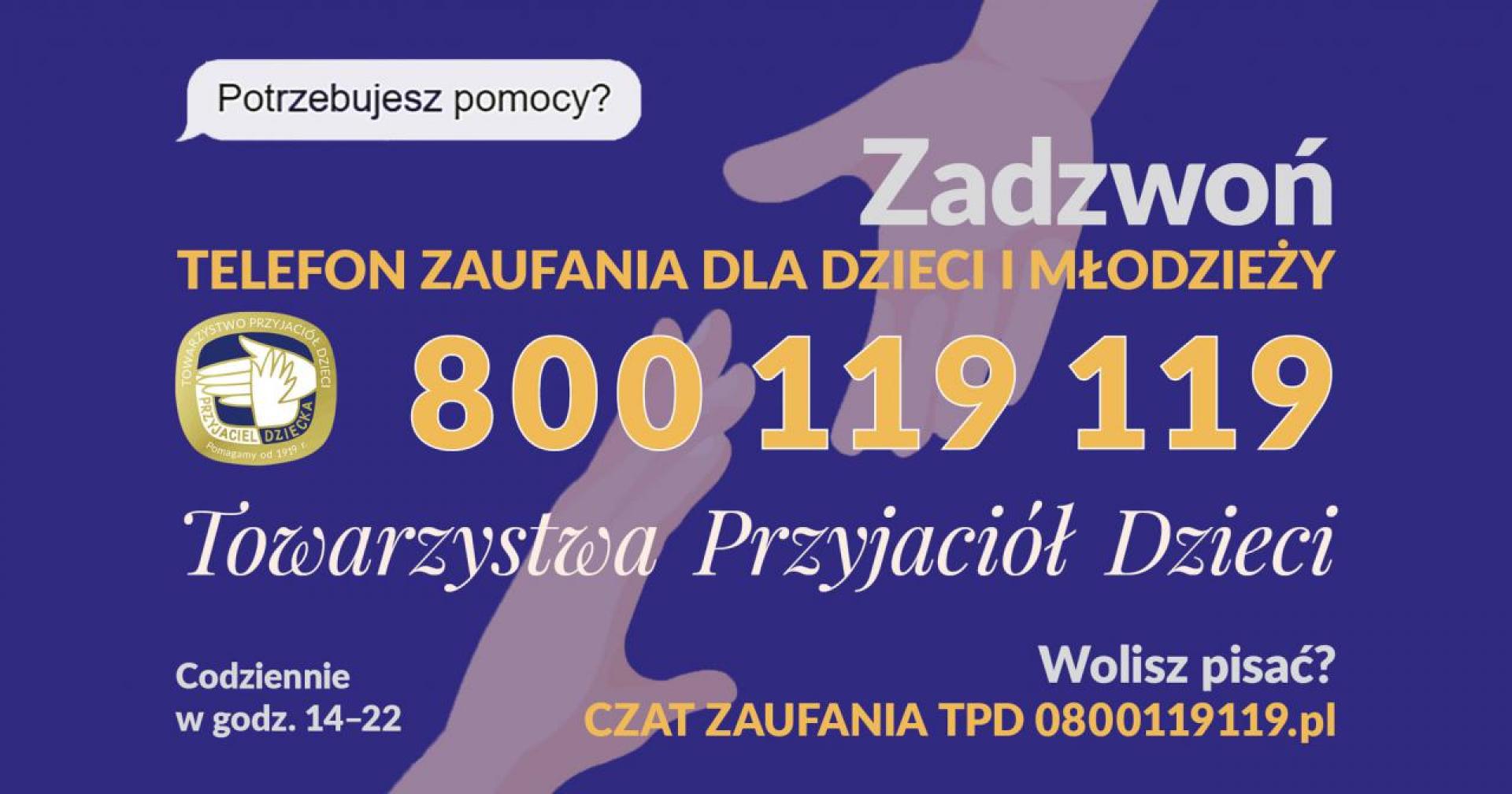 Bezpłatne wsparcie psychologiczne – Telefon i czat zaufania dla dzieci i młodzieży Towarzystwa Przyjaciół Dzieci