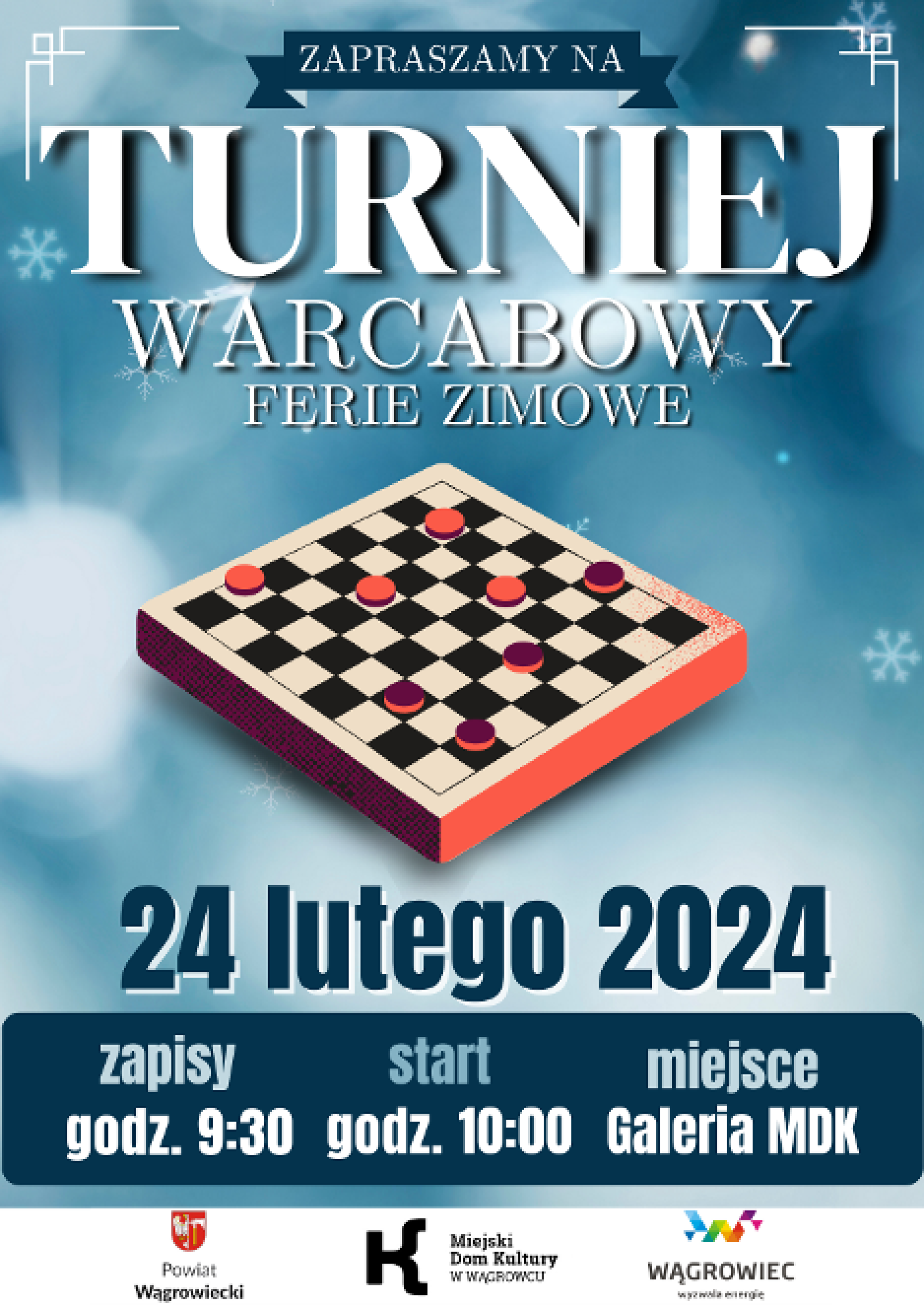 Zapraszamy do udziału w Turnieju Warcabowym  „FERIE ZIMOWE  2024”