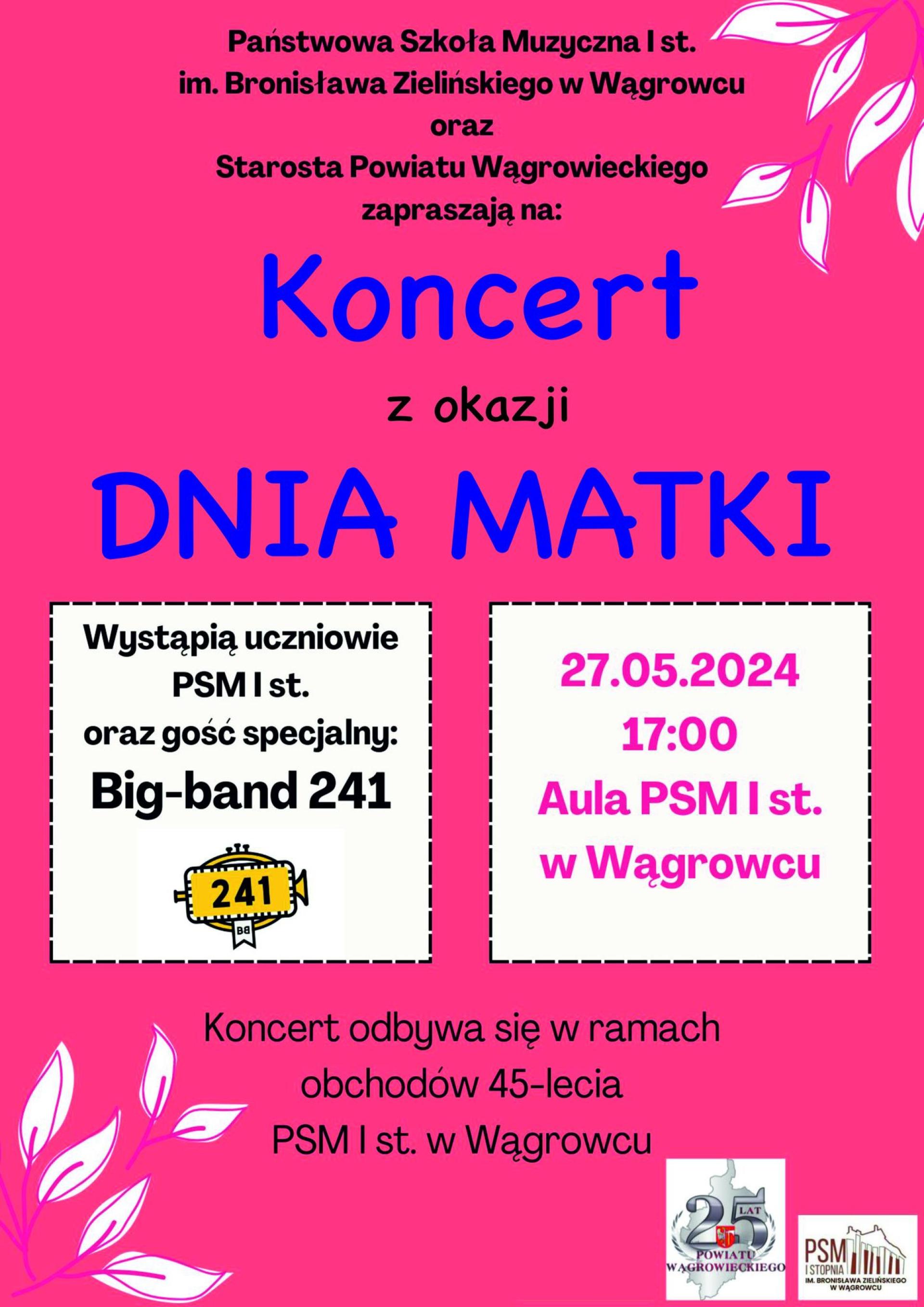 Zapraszamy na koncert z okazji Dnia Matki