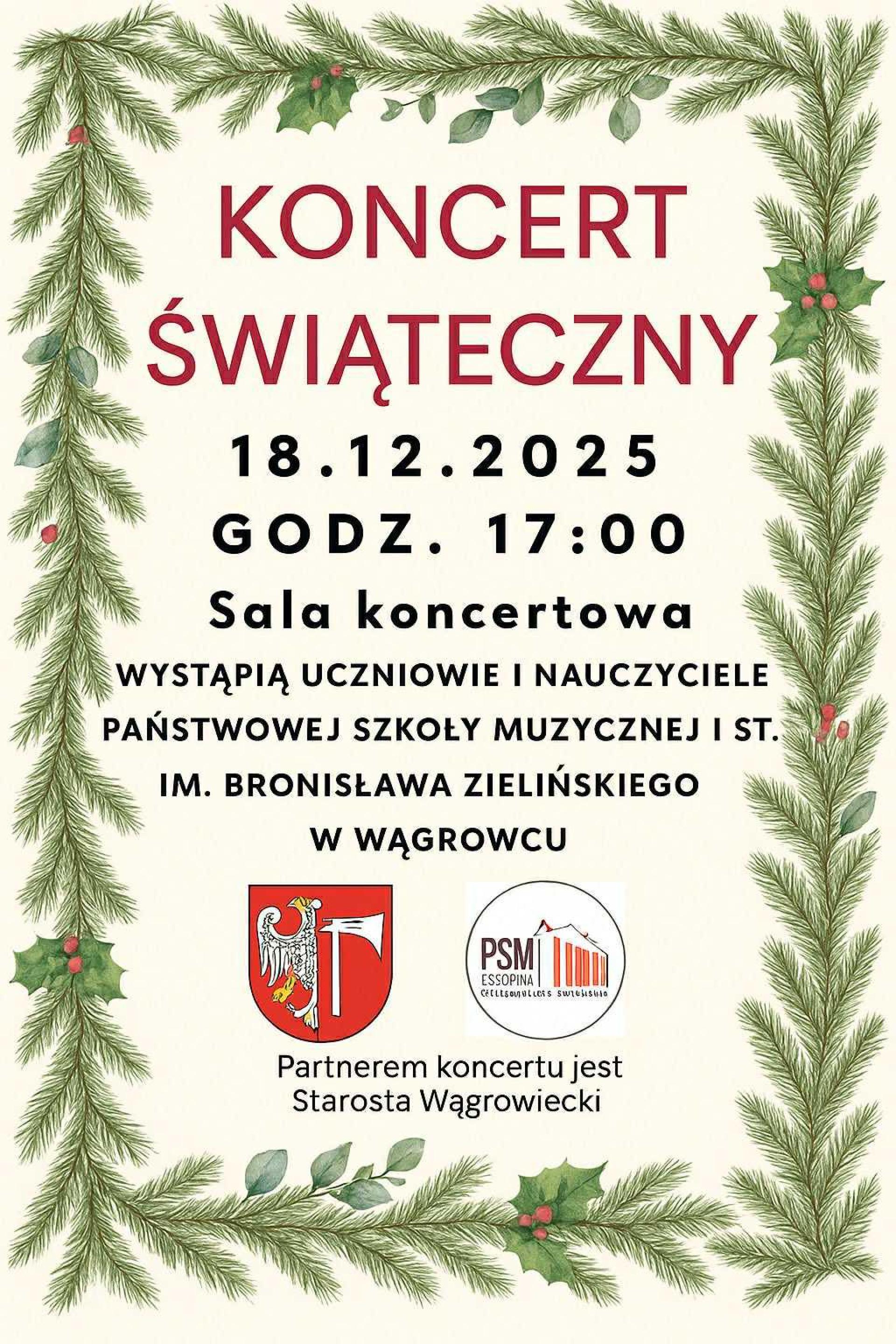 Serdecznie zapraszamy na Koncert Świąteczny do PSM
